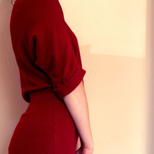 Cozy 1/2 Sleeve Red Sweater Dress